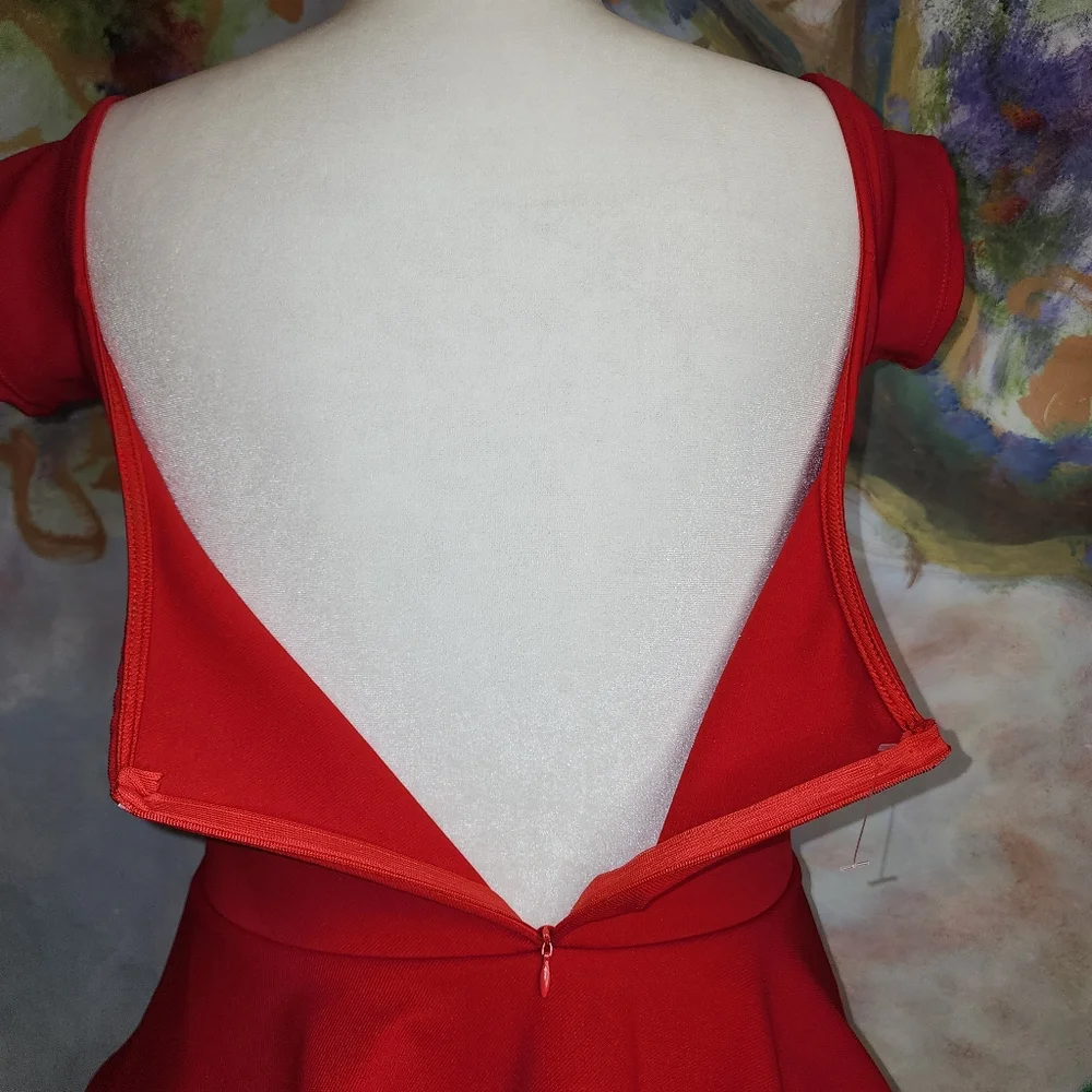 NWOT Red MAXI Dress with Peplum Style Skirt - Picture 7 of 14